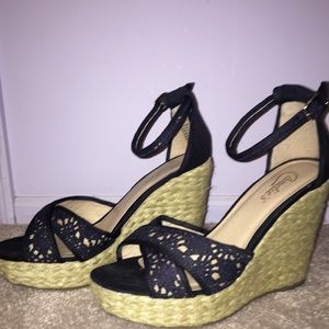 Navy Blue Wedges BARELY WORN